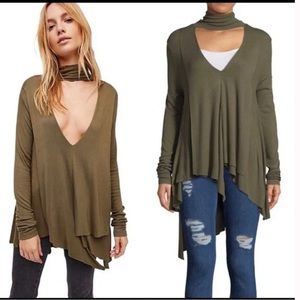 FREE PEOPLE Uptown Turtle Turtleneck Sleeveless Top Army Green XS
